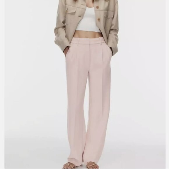 Aritzia Wilfred Poetic Pink Linen Wider The Effortless Pant - Picture 1 of 5